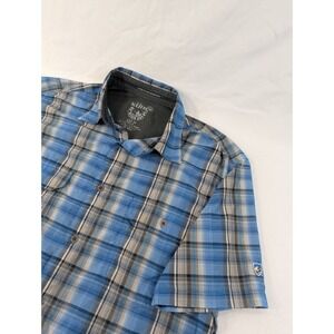 KUHL Shirt Mens Large Blue Plaid Short Sleeve Pearl Snap Eluxur  Outdoor
